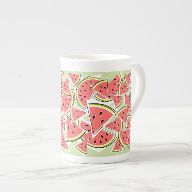 Caneca De Porcelana Melancia Verde (Frente Esquerda)