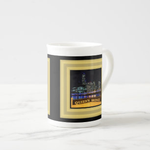 Caneca De Porcelana Melbourne Austrália CDB Luzes sobre a Ponte da Ra