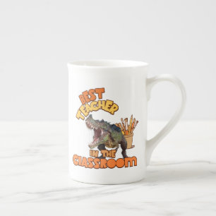 Caneca De Porcelana Melhor Professor de Dinossauro Engraçado na Sala d