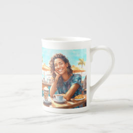 Caneca De Porcelana Menina com pausa para café