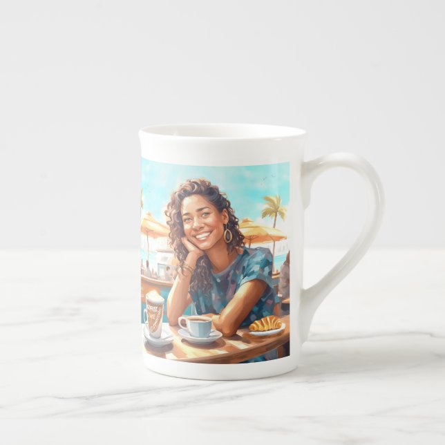 Caneca De Porcelana Menina com pausa para café (Direita)