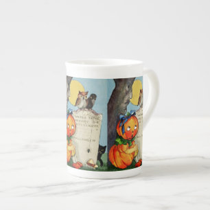 Caneca De Porcelana Menina de Abóbora e Amigos