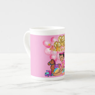 Caneca De Porcelana Menina Rosa