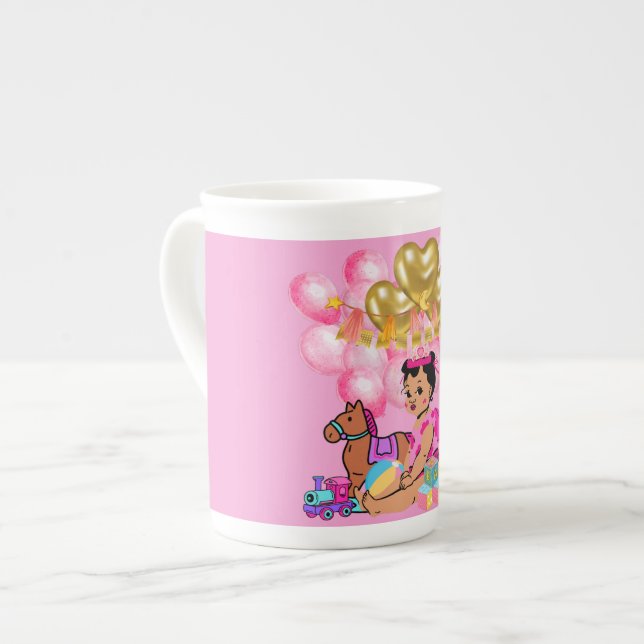 Caneca De Porcelana Menina Rosa (Frente Esquerda)