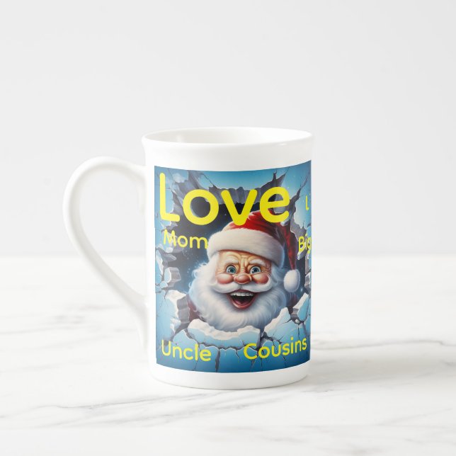 Caneca De Porcelana Merry Christmas Santa Claus Family Love Friends  (Esquerda)