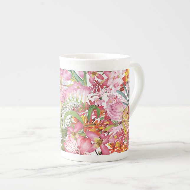 Caneca De Porcelana Meu jardim de flores exóticas de folhagem tropical (Frente Esquerda)