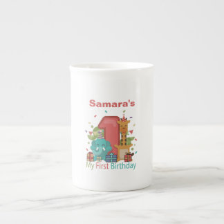 Caneca De Porcelana Meu Primeiro Aniversário Bone China Mug