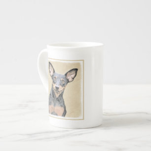 Caneca De Porcelana Miniatura Pinscher Pintando Bela Arte Original de