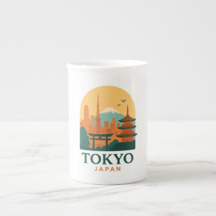 Caneca De Porcelana Minimalista Tóquio Japão Viagem   Moderno