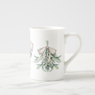 Caneca De Porcelana Mistletoe e Sininhos de Natal