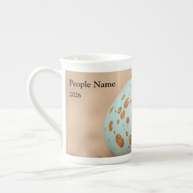 Caneca De Porcelana Modern Robin's Egg Speckle Personalized (Esquerda)
