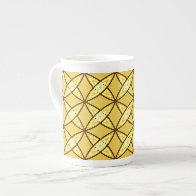 Caneca De Porcelana Moderno Atômico de Meados do Século Impresso - Dou (Frente Esquerda)