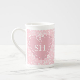 Caneca De Porcelana Moldura de Coração Floral Elegante: para Todas as