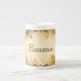 Caneca De Porcelana Moldura Floral Com Nome Personalizado