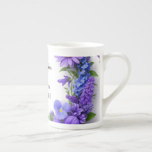 Caneca De Porcelana Moldura Floral de Casamento com Flores Coloridas