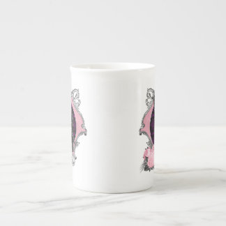 Caneca De Porcelana Moldura Rosa de Corvo Gótico