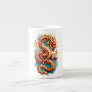 Caneca De Porcelana Moletom Chinese Red Dragon Fiery Illustration-6756