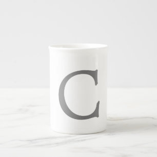 Caneca De Porcelana Monograma Clássico Mínimo Elegante Cinza Inicial