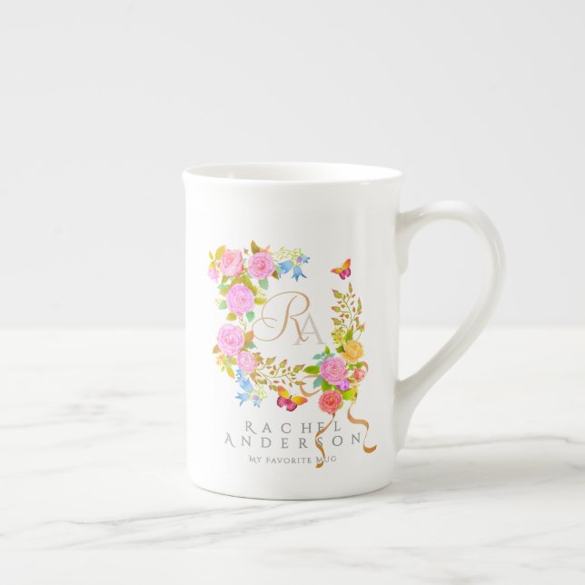 Caneca De Porcelana Monograma do Jardim Romântico (Direita)