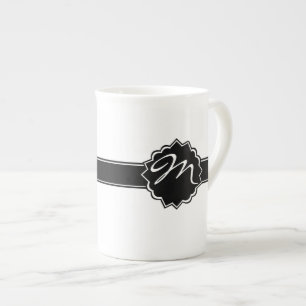 Caneca De Porcelana Monograma Preto