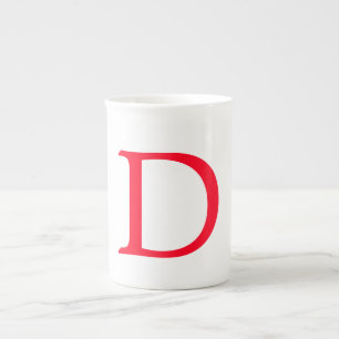 Caneca De Porcelana Monograma Vermelho Clássico Minimalista Elegante I