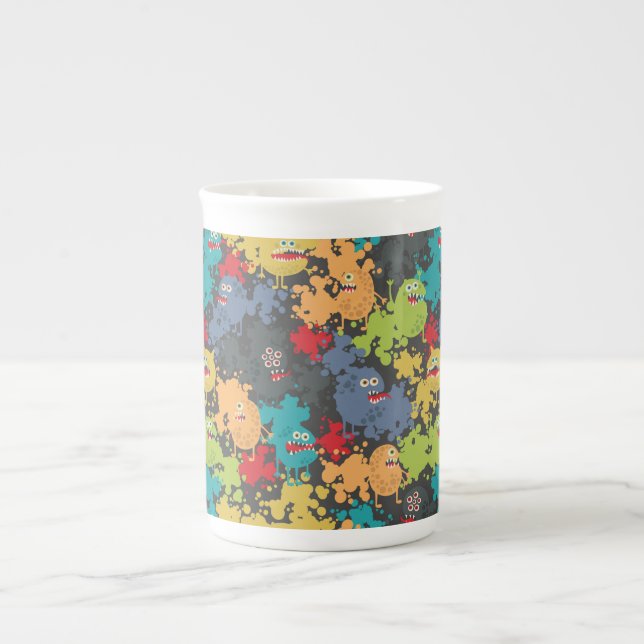 Caneca De Porcelana Monstros engraçados fofos (Frente)