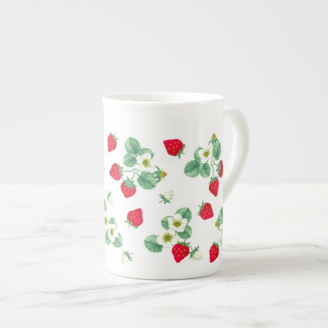 Caneca De Porcelana Morango (Frente Esquerda)