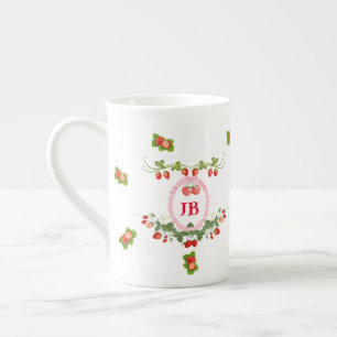 Caneca De Porcelana Morango Personalizado Monograma
