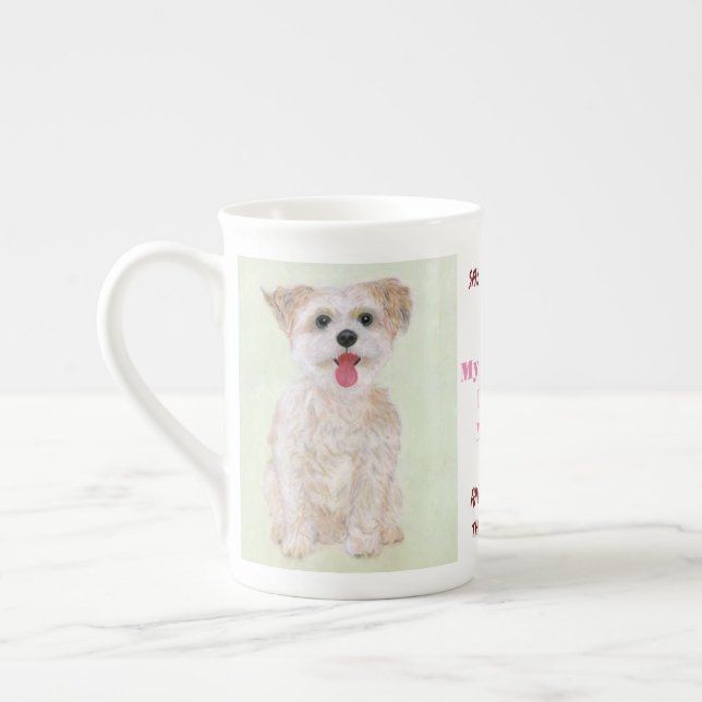 Caneca De Porcelana Morkie Diz O Que Irás Fazer À China Mug (Esquerda)