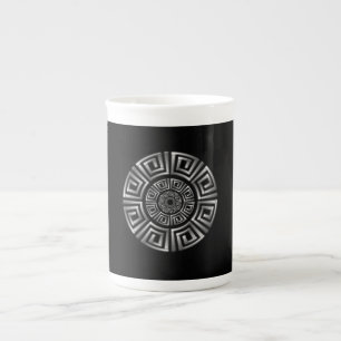 Caneca De Porcelana Motivo de Círculo Grego