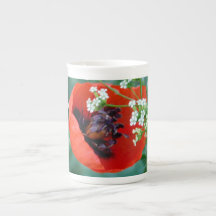 Mug de Porcelana Fina Grace com Flor de Papoula Ve