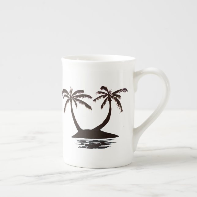 Caneca De Porcelana Mug - Silhouette of Tropical Island (Direita)