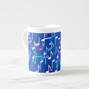 Caneca De Porcelana Musical Notes impressão - indigo azul, multi