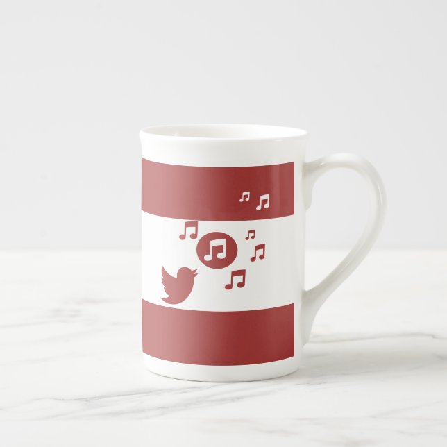 Caneca De Porcelana Na moda Songbird Red and White (Direita)