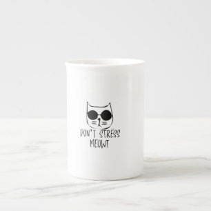 Caneca De Porcelana não estresse o design de gato motivador de miau