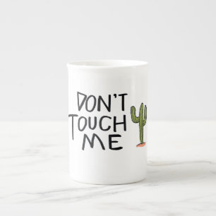 Caneca De Porcelana Não me toques no Cactus Engraçado