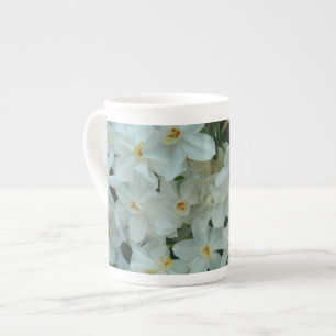 Caneca De Porcelana Narciso Branco Delicado de Paperwhite Flores