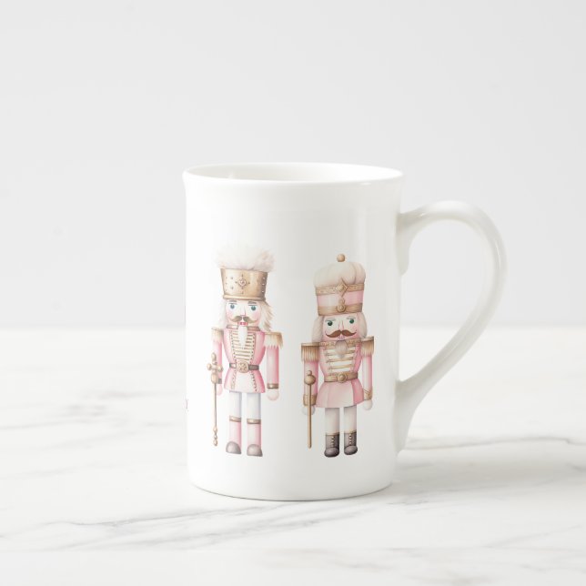 Caneca De Porcelana Natal da Noz Quebradora Rosa (Direita)