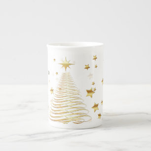 Caneca De Porcelana Natal dourado