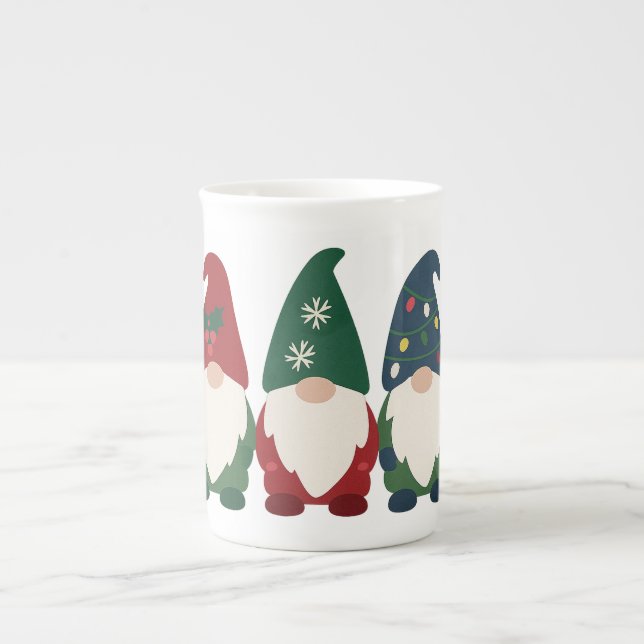 Caneca De Porcelana "Natal Gnomo Trio - Férias Festivas (Frente)