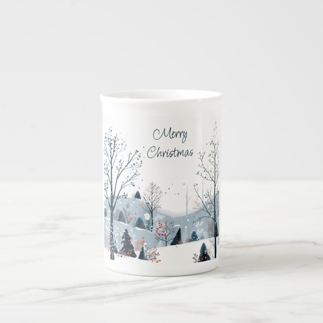 Caneca De Porcelana Natal, inverno, neve, Feliz Natal (Frente)