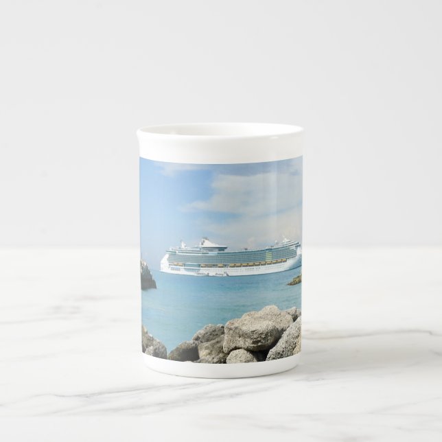 Caneca De Porcelana Navio de cruzeiros em CocoCay (Frente)