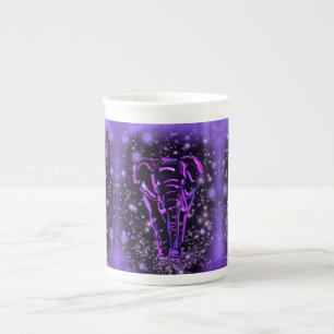 Caneca De Porcelana Neon Purple Elephants Caminhando À Noite Estrelad