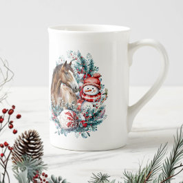 Caneca De Porcelana Neve do cavalo, água de Natal elegante