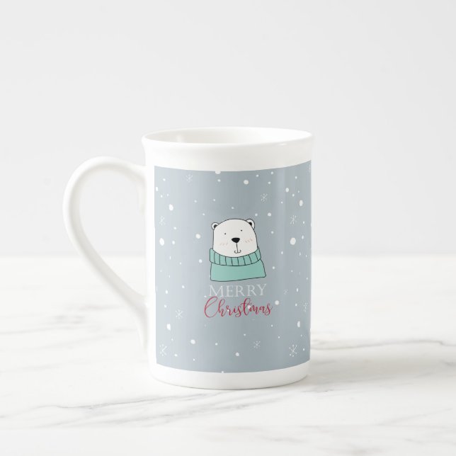 Caneca De Porcelana Neve do Urso de Natal (Esquerda)