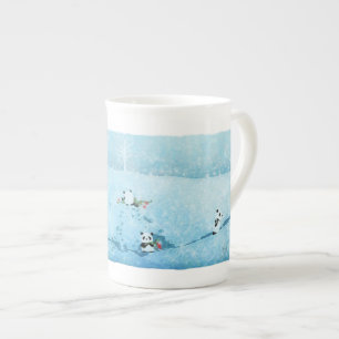 Caneca De Porcelana Neve. Fiori. Panda.