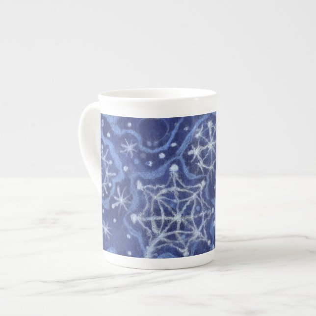 Caneca De Porcelana Neve Flocos de Neve Flocos de Neve Flursos Ano Nov (Frente Esquerda)