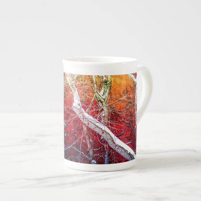 Caneca De Porcelana Noite de inverno Vermelho (Frente Esquerda)