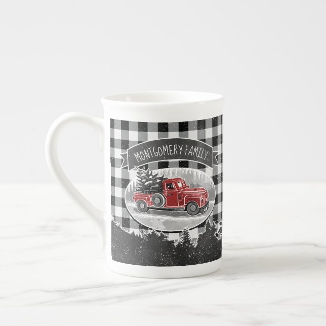 Caneca De Porcelana Nome branco da verificação do búfalo do caminhão (Esquerda)