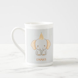 Caneca De Porcelana Nome de Crianças Elefante Fofo Personalizado